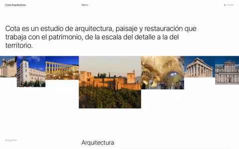 Portada de la web de demostración Cota Arquitectura